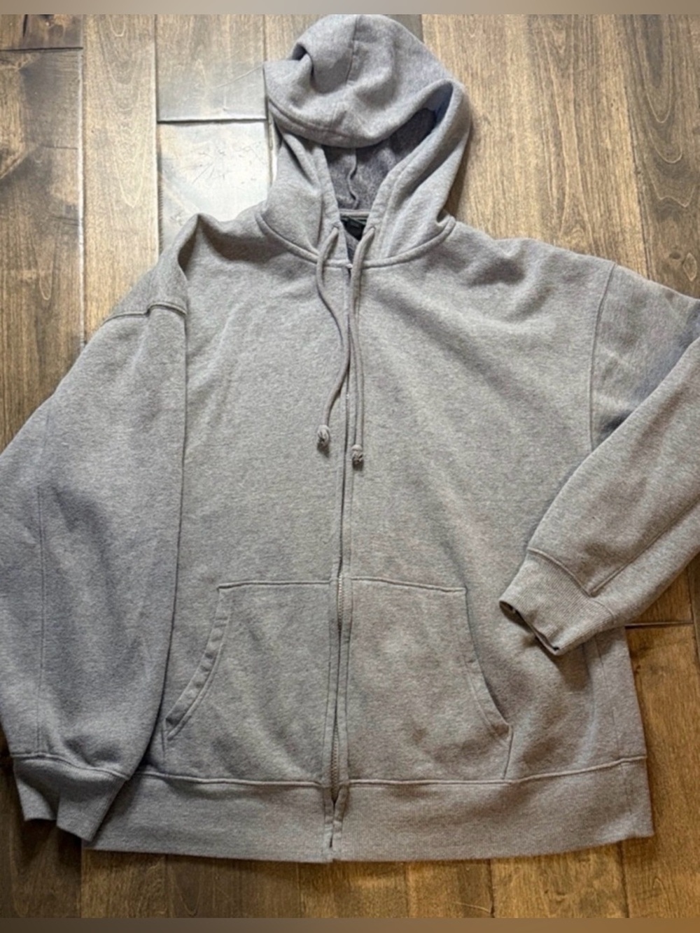 Wild Fable Gray Zip Up Hoodie Small Oversized Fleece Sweatshirt Full Zip - Picture 4 of 4